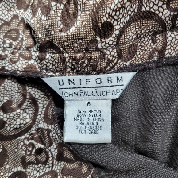 VTG John Paul Richard Velvet Skirt Womens 6 Brown Burnout Drop Waist Pleated Y2K - Picture 8 of 12